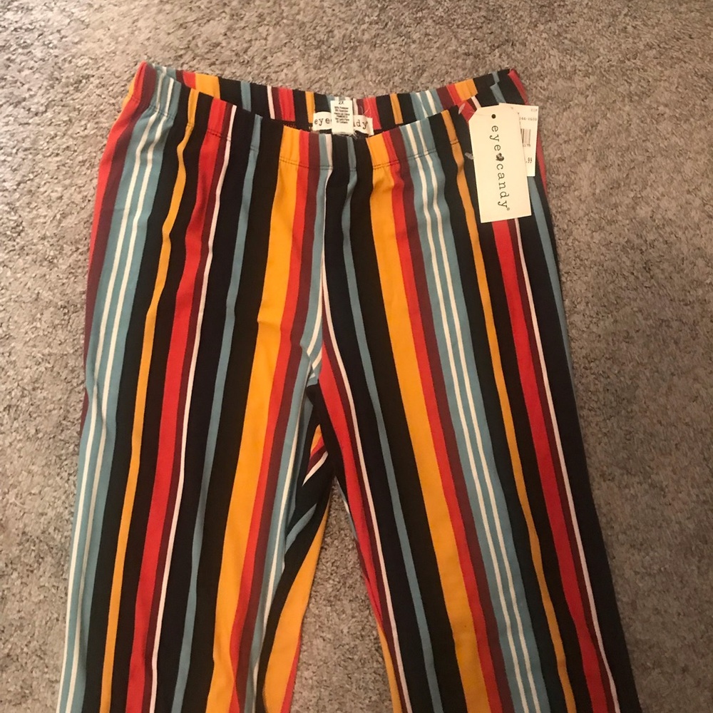 Colorful Striped Stretch Bottoms with Flare